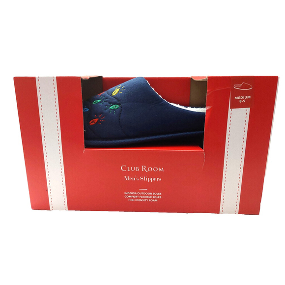 Club Room Men's Navy Blue Embroidered Indoor/Outdoor Slippers Size Medium 8-9 - Picture 14 of 16